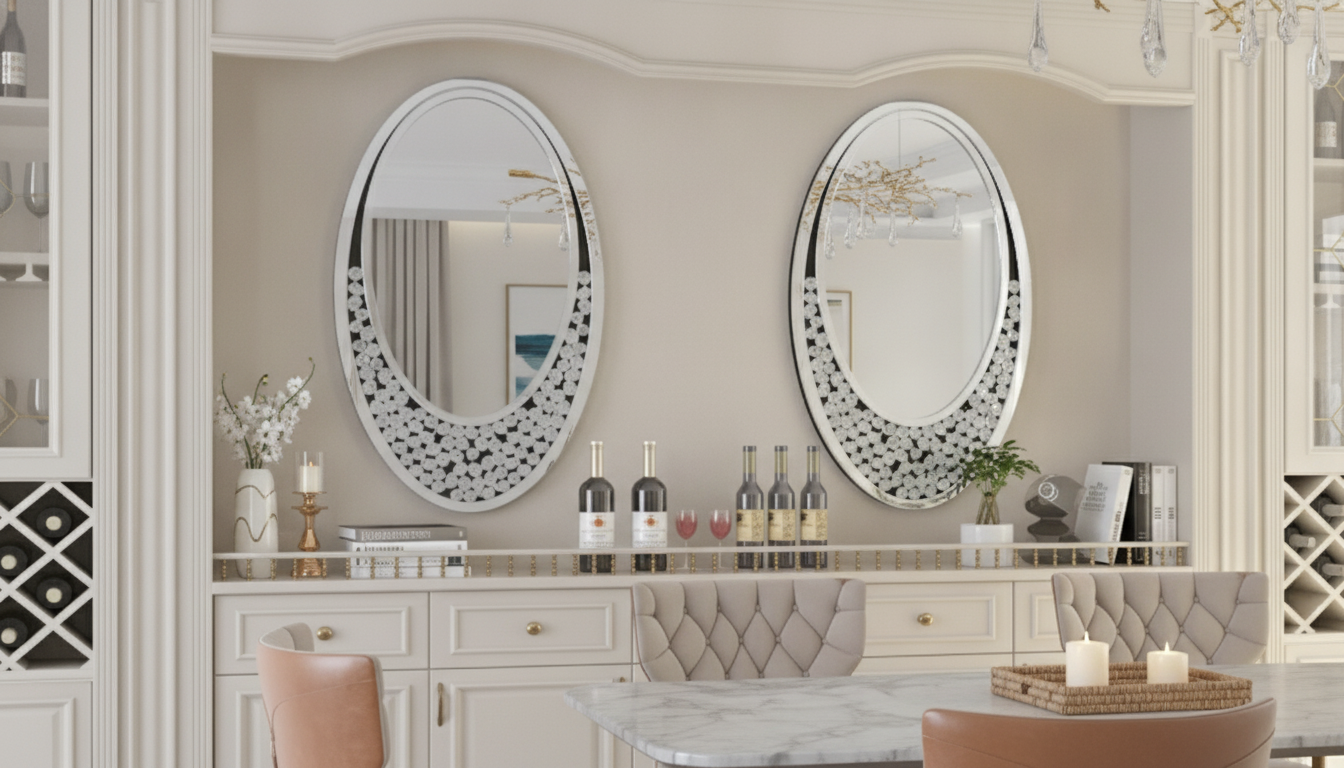 Sparkling Oval Diamond Wall Mirror: Placement & Styling